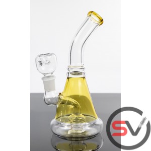 CURVED NECK SOLID COLOR GLASS WATER PIPE 7inch